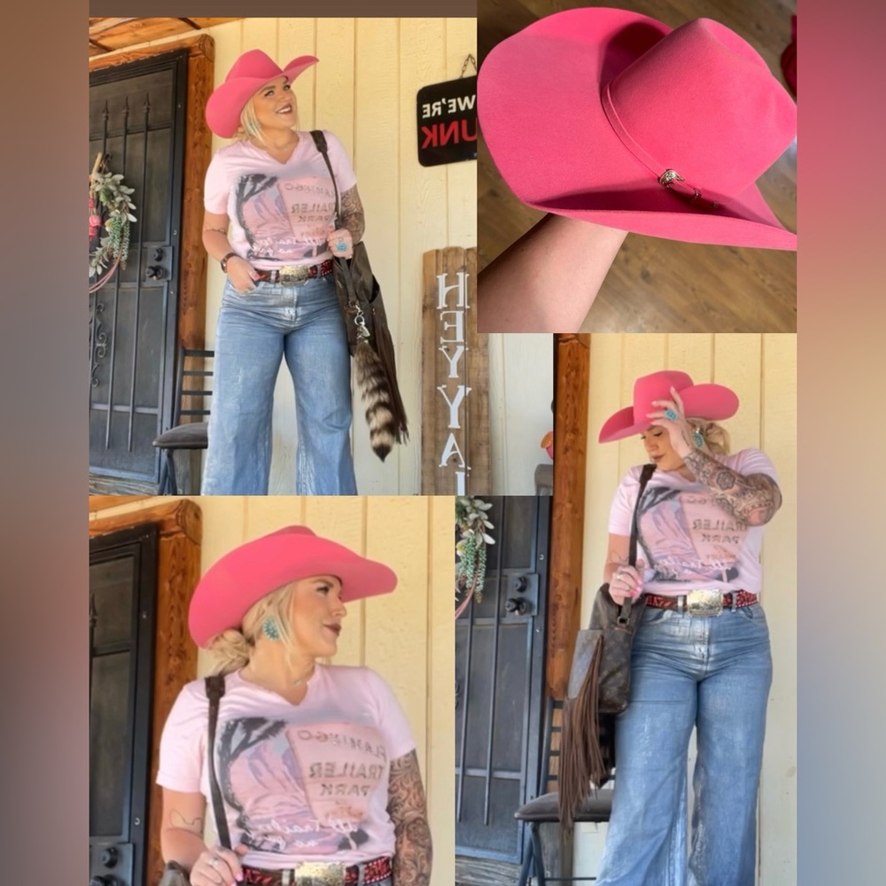 Hot pink twinstone felt hat